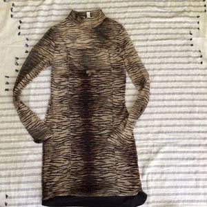 Top Shop animal print sheer turn toe neck mini dress SIZE Medium